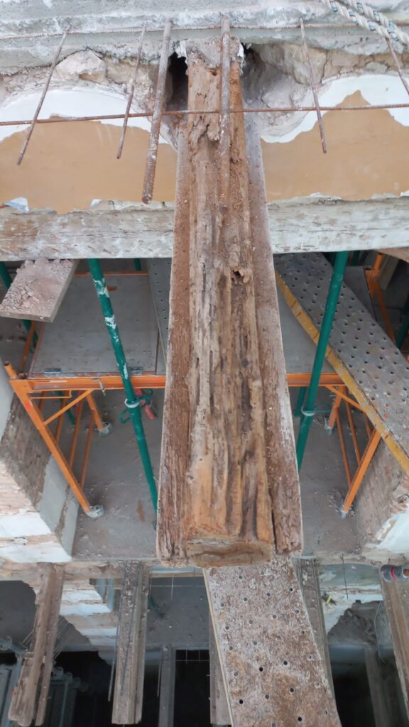 SOS Madera Rehabilitación de vigas estructurales en calle Espartero Valencia